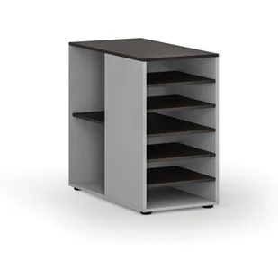 Dostawna szafka półkowa do biurka PRIMO GRAY, lewa, szara/wenge - Regały biurowe - miniaturka - grafika 1