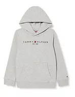 Bluzy dla dziewczynek - Tommy Hilfiger Bluza dziecięca Unisex Essential Hoodie z kapturem, Light Grey Heather, 14 anni - miniaturka - grafika 1