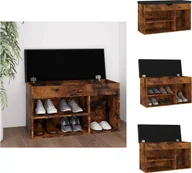 Szafki na buty - vidaXL Ławka na buty z poduszką dąb wędzony 80x30x47 cm materiał drewnopochodny - Stojaki i szafki na buty - miniaturka - grafika 1