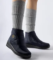 Botki damskie - Granatowe śniegowce na niskiej koturnie Vittore-36 - miniaturka - grafika 1