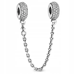 Łańcuszek Zabezpieczający Blokada Stoper Charms z Cyrkoniami Srebro 925 - Wisiorki - miniaturka - grafika 1
