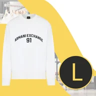 Bluzy męskie - Armani Exchange Bluza Męska Bawełniana Biała Bez Kaptura Duży Napis r. L - miniaturka - grafika 1
