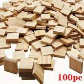 Rękodzieło - TEMU 100 drewnianych kwadratowych kształtów drewnianych koralików DIY malowanie graffiti rzemiosło drewniane wiszące ozdoby świąteczne weselne - miniaturka - grafika 1