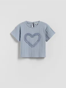 Reserved - Bawełniany t-shirt z aplikacją - jasnoniebieski - Bluzki dla niemowląt - miniaturka - grafika 1