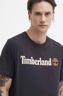 Koszulki męskie - Timberland t-shirt bawełniany męski kolor czarny z nadrukiem TB0A5UPQ0011 - grafika 1