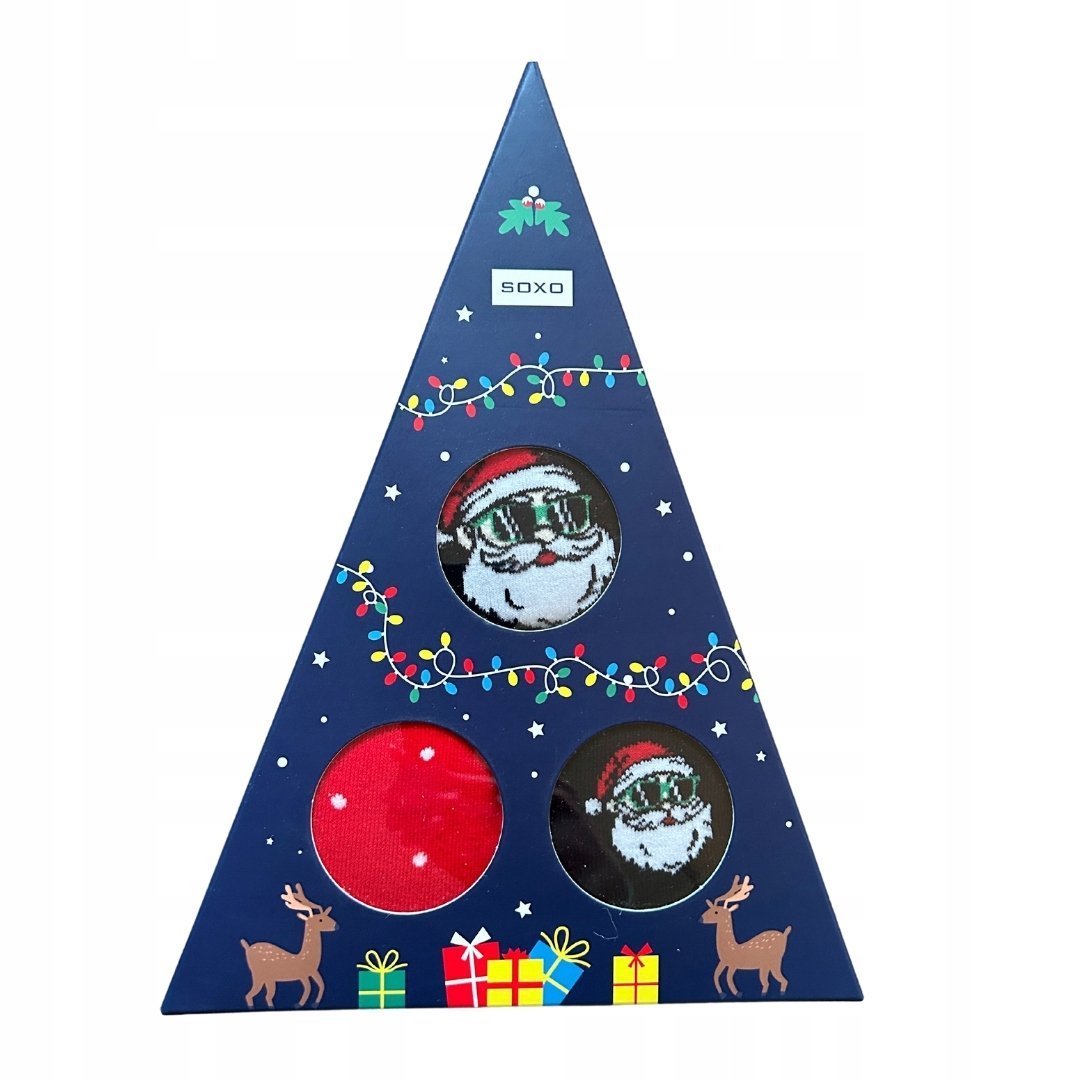 Świąteczne skarpetki 3 pary SOXO 41-46 (w ozdobnym opakowaniu)