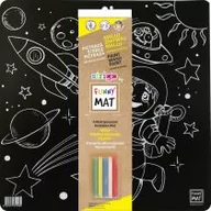 Zabawki kreatywne - Strigo Funny Mat Black - Space + kreda 40x40 cm - miniaturka - grafika 1
