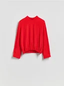 Bluzki damskie - Reserved - Wiskozowa bluzka - czerwony - miniaturka - grafika 1