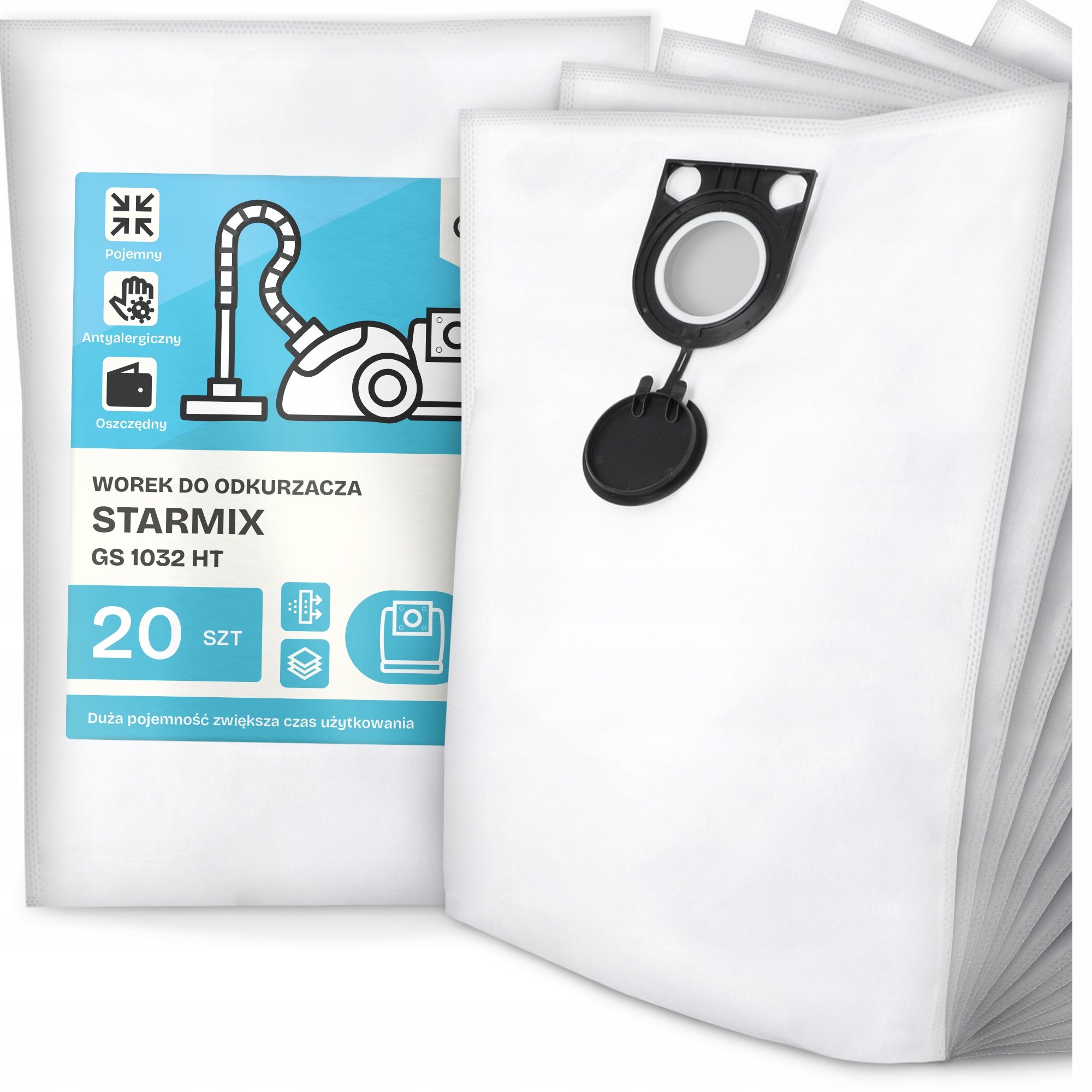 20x Worek do Odkurzacza Starmix Gs 1032 Ht Syntetyczny Pojemny Mocny G9