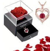 Sztuczne kwiaty - WIECZNA RÓŻA W SZKLE NASZYJNIK PREZENT WALENTYNKI DLA DZIEWCZYNY ŻONY MAMY - miniaturka - grafika 1