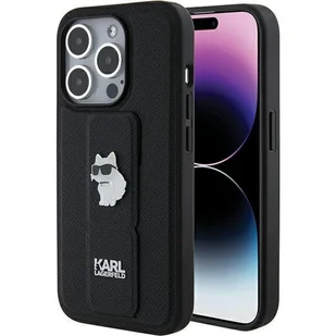 Etui Karl Lagerfeld KLHCP15XGSACHPK Apple iPhone 15 Pro Max hardcase Gripstand Saffiano Choupette Pins czarny/black - Etui i futerały do telefonów - miniaturka - grafika 1