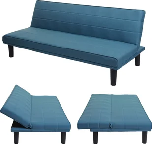 Sofa rozkładana HWC-J17, kanapa rozkładana sofa rozkładana sofa dla gości, funkcja spania tkanina/tekstylia 165cm ~ turkusowo-niebieski - Sofy i kanapy - miniaturka - grafika 1