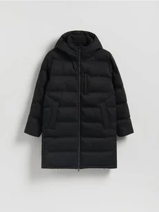 Reserved - Pikowany płaszcz z kapturem - czarny - Kurtki męskie - miniaturka - grafika 1