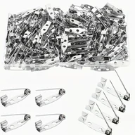 Inne - TEMU 100 sztuk dwuotworowych agrafek z zamkami, srebrny, do identyfikatorów, krawatów i dekoracji biżuterii, odpowiednie do przypinania emaliowanych - miniaturka - grafika 1