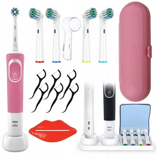 Oral-B Vitality 100 Różowa + 4 Zam. Prec. + Etui Rózowe + Osłonka + Podstawka Z Klapką - Szczoteczki do zębów - miniaturka - grafika 1