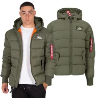 Odzież taktyczna i umundurowanie - Kurtka z kapturem Alpha Industries Hooded Puffer FD 118113 257 - Ciemnozielona 3XL - miniaturka - grafika 1