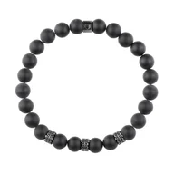 Bransolety męskie - Męska bransoletka czarne koraliki matowy onyks z ozdobami. - miniaturka - grafika 1