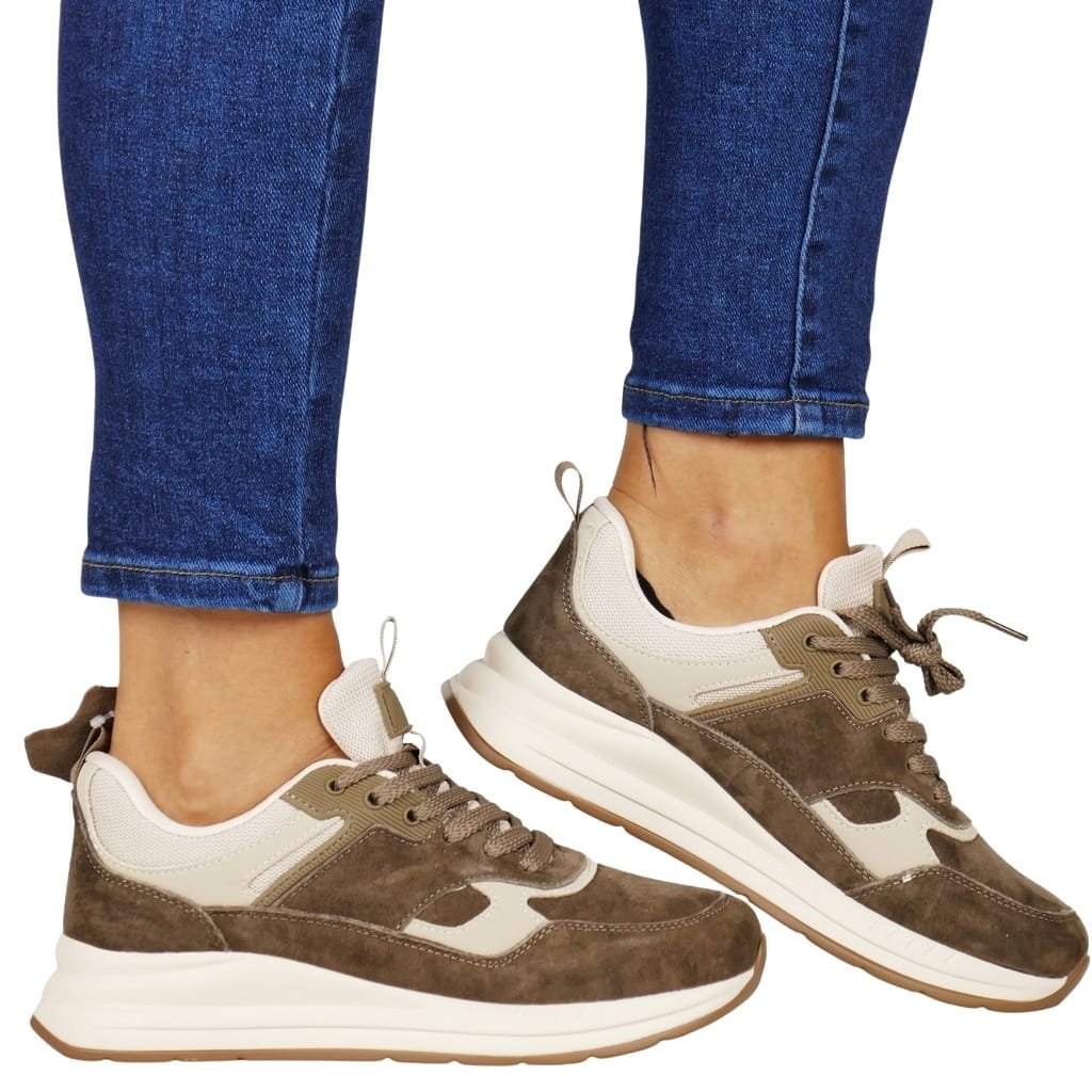 DAMSKIE SNEAKERSY SKÓRZANE NISKIE PÓŁBUTY SPORTOWE SOKOLSKI 2HWJ25-23 BEŻOWE