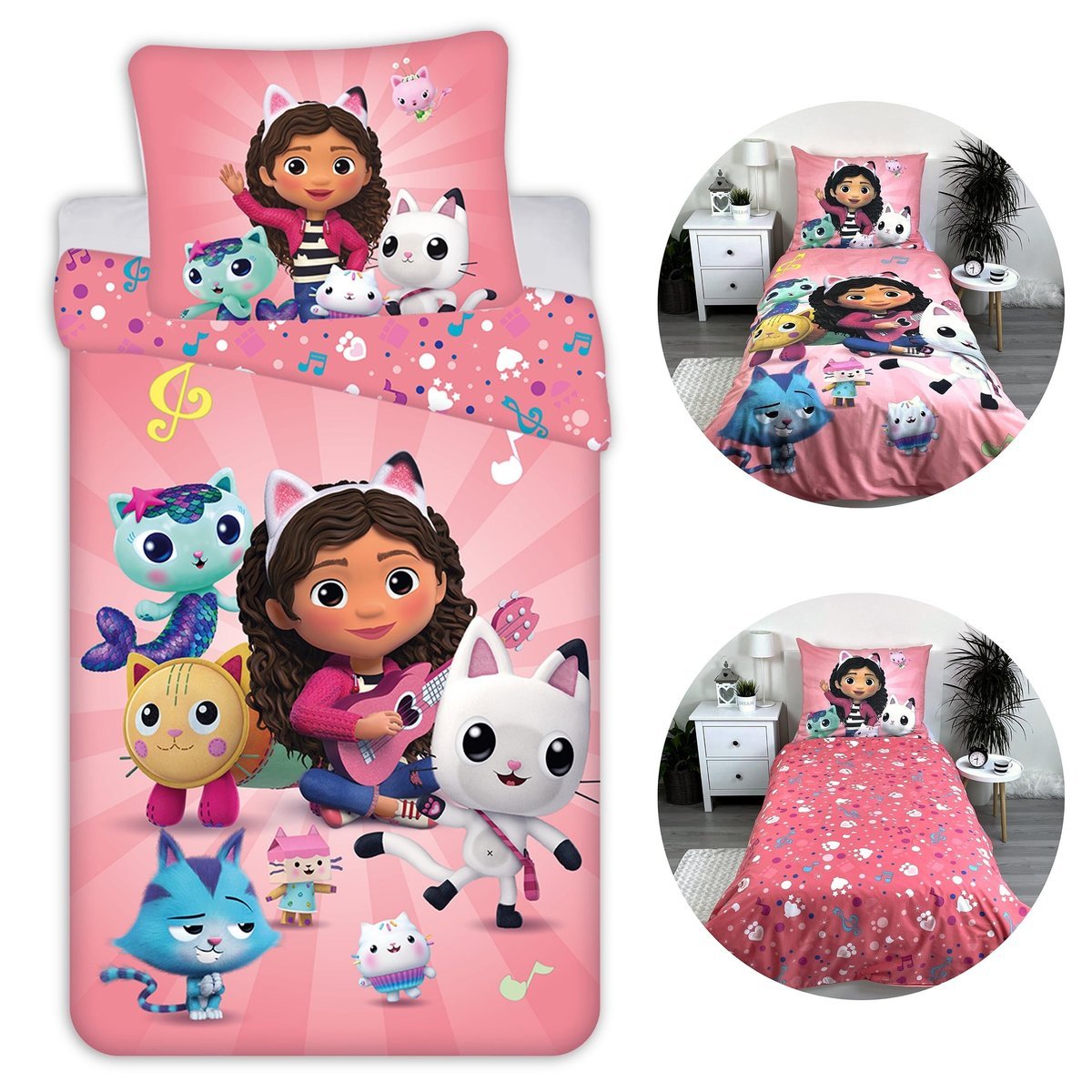 Koci Domek Gabi Komplet bawełnianej pościeli, pościel na zamek 140x200 cm, Oeko-Tex