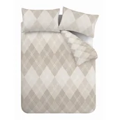 Pościel - Beżowa pościel jednoosobowa 135x200 cm Argyle – Catherine Lansfield - miniaturka - grafika 1