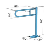 Akcesoria dla osób starszych i niepełnosprawnych - Poręcz dla niepełnosprawnych łukowa, uchylna podłogowa z miejscem na papier 60 cm Makoinstal PSP 760P - miniaturka - grafika 1