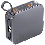 Powerbanki - Powerbank 4smarts Lucid 3in1 Hybrid Charger 10000mAh 20W z wbudowanym kablem USB-C / Lightning srebrny 541287 - miniaturka - grafika 1