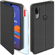 Etui i futerały do telefonów - Etui z klapką do Motorola Moto E6 Plus Zamykane Czarne Futerał + Szkło 9H - miniaturka - grafika 1
