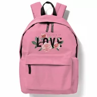 Plecaki szkolne i tornistry - PLECAK SZKOLNY UCZNIA RÓŻOWY KWIATY LOVE Wzory - miniaturka - grafika 1