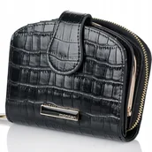 Portfele - Portfel MONNARI Skóra Naturalna CZARNY Podkówka - miniaturka - grafika 1