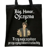 Torby i wózki na zakupy - Torba bawełniana czarna na zakupy 1670 Bóg Honor Ojczyzna - miniaturka - grafika 1