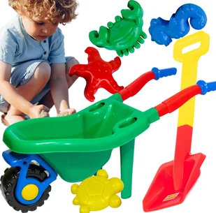 Zielona Duża taczka do piasku ogrodowa + zestaw morski + masywna łopatka - Zabawki do piasku Zielona Duża taczka do piasku ogrodowa + zestaw morski + masywna łopatka - Zabawki do piasku - miniaturka - grafika 1