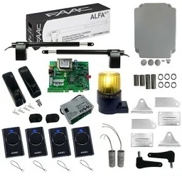 FAAC Zestaw ALFA 414 do 3 m + Lampa GUARD + 4 Piloty - Zestawy do bram - miniaturka - grafika 1