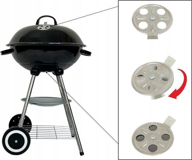 kontrast Grill węglowy na kółkach zamykany półka BBQ 1014