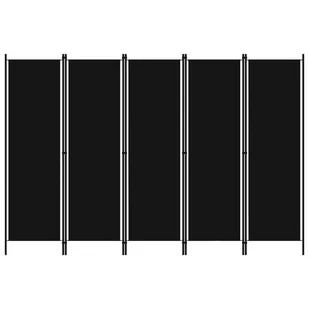 Parawan 5-panelowy, czarny, 250 x 180 cm - Parawany - miniaturka - grafika 1