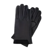 Rękawiczki - Męskie rękawiczki ocieplane ze skóry czarne - miniaturka - grafika 1