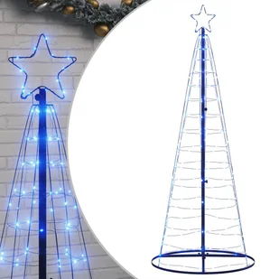vidaXL Stożkowa choinka z lampek, 200 niebieskich LED, 182 cm - Choinki - miniaturka - grafika 1