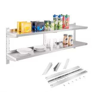 Royal Catering Półka wisząca nierdzewna RCWR-160.2 podwójna 160cm RCWR-160.2 RCWR-160.2 - Meble gastronomiczne - miniaturka - grafika 1