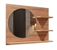 Lustra - Lustro łazienkowe okrągłe dąb sonoma, z półkami, prawe - miniaturka - grafika 1