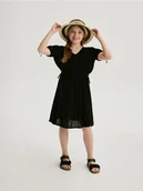Sukienki i spódniczki dla dziewczynek - Reserved - Wiskozowa sukienka - czarny - miniaturka - grafika 1