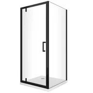 Kabiny prysznicowe - Kabina prysznicowa z 1 ścianką stałą + drzwi z asymetrycznymi zawiasami, szkło 8 mm, czarny matowy, wysokość 200 cm 110 ścianka x drzwi 110 - miniaturka - grafika 1
