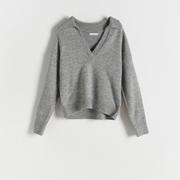 Swetry damskie - Reserved - Sweter z kołnierzem - Szary - miniaturka - grafika 1