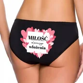Majtki damskie - Figi Damskie Majtki Czarne OD PIERWSZEGO WŁOŻENIA Prezent Na Walentynki - L - miniaturka - grafika 1
