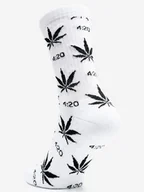 Skarpetki męskie - Długie Skarpetki Meskie Kush 4:20 Liście Skarpety Bawełniane Białe Uni - miniaturka - grafika 1