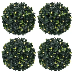 vidaXL Sztuczne kule bukszpanowe z diodami LED 4 szt. Zielone 12 cm - Sztuczne kwiaty - miniaturka - grafika 1