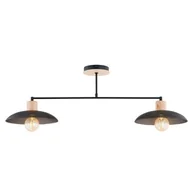 Lampy sufitowe - Kobe lampa sufitowa 2xE27 czarna/jasne drewno 1318/2 - miniaturka - grafika 1