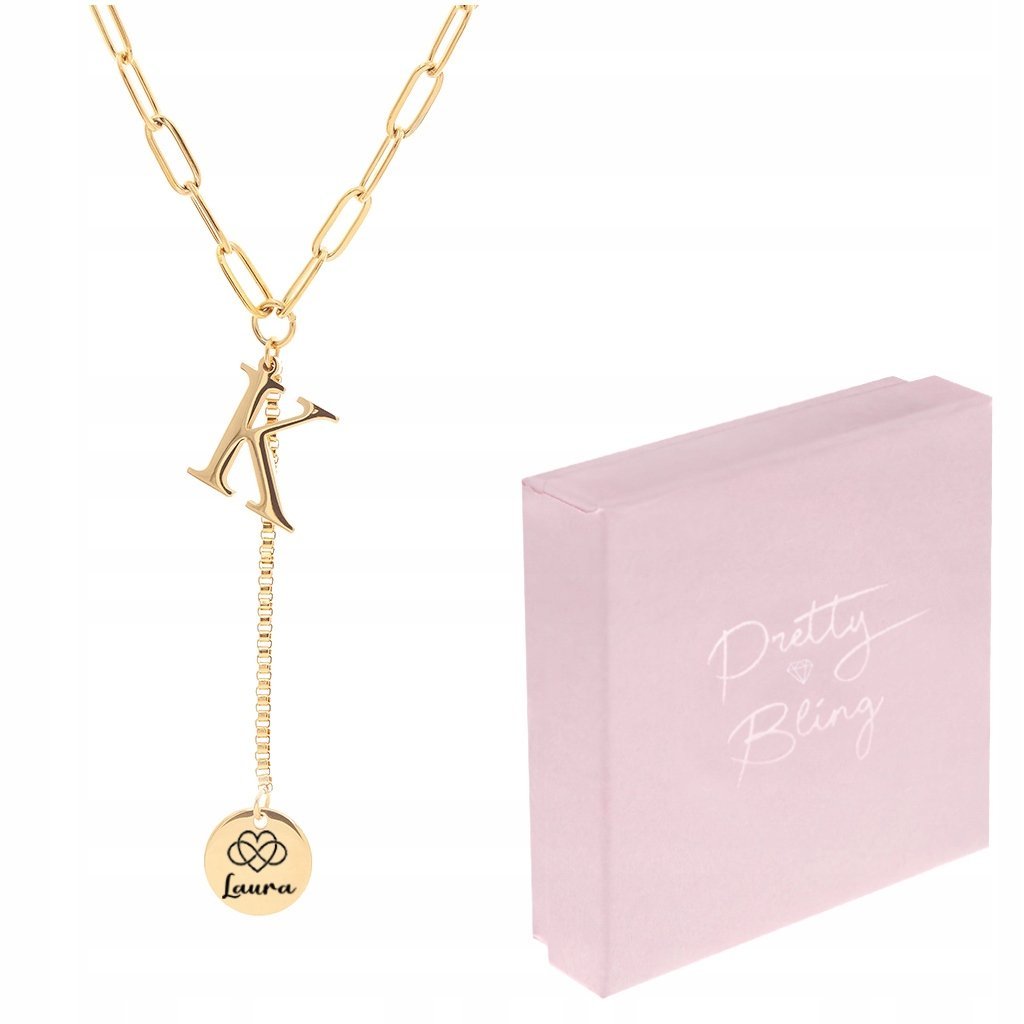 Naszyjnik celebrytka pozłacana LITERKA K + GRAWER