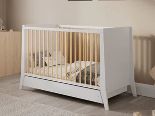 Łóżeczko dziecięce z szufladą Cosmo biało-sosna 120x60 - Łóżeczka i kojce - miniaturka - grafika 1