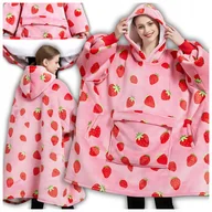 Bluzy damskie - KOC BLUZA KOCOBLUZA OVERSIZE GRUBA CIEPŁA MIĘKKA DŁUGA BLUZO KOC Z KAPTUREM - miniaturka - grafika 1