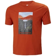 Koszulki męskie - Męska Koszulka z krótkim rękawem HELLY HANSEN F2F ORGANIC COTTON TEE 2.0 63340_308 – Pomarańczowy - miniaturka - grafika 1