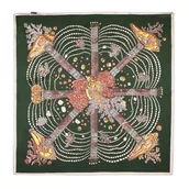 Apaszki i szaliki męskie - Damska apaszka z jedwabiu w motyw morski zielono - złota - miniaturka - grafika 1